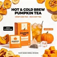 Sachets de tisane de citrouille sans caféine, naturellement sans sucre, riches en potassium, pour la digestion, les fibres, la réduction des ballonnements et la bêta-carotène