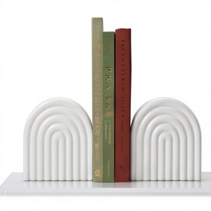 Sujetalibros Decorativos Modernos de Metal Blanco con Textura Fundida, para Biblioteca, Oficina, Decoración de Escritorio, Venta al Por Mayor - Product Image 1