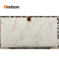 Horizon – Dalle brillante en marbre artificiel blanc pour cuisine, table à manger, plan de travail, panneau mural en pierre frittée effet roche carbonique
