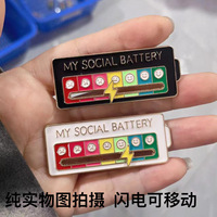 Pin de aleación DIY para el campus, con diseño de broche de energía para transformación de estado de ánimo, estilo personalizado y batería social