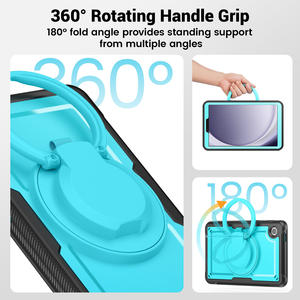 Pour <span class=keywords><strong>Samsung</strong></span> Galaxy Tab A9 étui en TPU avec poignée rotative 360 bandoulière détachable Position précise du trou - Product Image 5