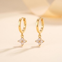 Klassische Vintage Zirkonia 925er Sterlingsilber Gold- und Silberbeschichtete Vierblattblumen-Ohrringe für Geschenke und Partys