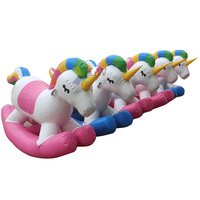Caballo Inflable de PVC con Forma de Unicornio, Personalizado, Divertido para Niños, con Bomba Eléctrica para Uso en Exteriores