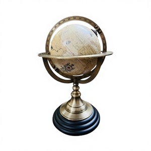 Globo Terráqueo Decorativo Vintage con Base de Latón, Estilo Antiguo, de Metal y Papel, Tamaño Personalizable, Decoración para Hogar u Oficina, Geografía, QG Enterprise - Product Image 3