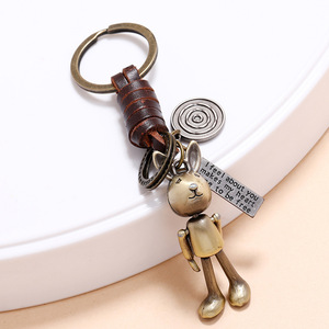 Retro Cổ Điển Mạ Hợp Kim Keychain Tay Dệt Phim Hoạt Hình Robot Da Bò Mặt Dây Chuyền Sáng Tạo Đơn Giản Món Quà Nhỏ Cho Các Bên - Product Image 3