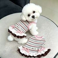 Robe rayée pour chien et chat printemps-été, jupe mignonne à motif fraise pour animaux de compagnie
