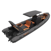 Bateau pneumatique RHIB 860 de 28 pieds à double coque en aluminium profonde, bateau à rames rigide Orca Hypalon