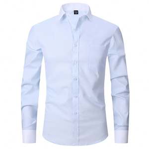 Camicia nera da <span class=keywords><strong>uomo</strong></span> a maniche lunghe camicia da <span class=keywords><strong>uomo</strong></span> con bottone da lavoro gemelli francesi tinta unita <span class=keywords><strong>abito</strong></span> da sposo sposo - Product Image 6