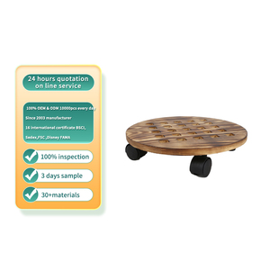 Houten plantenstandaard voor buiten, met wielen, plantenkar, plantenwagen, plantendolly voor zware planten. - Product Image 1