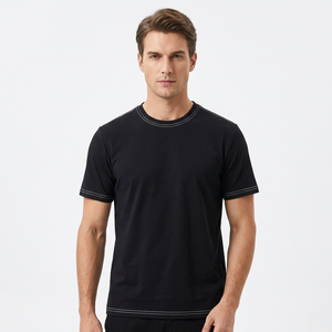Unisex Customizable Regular Fit Knitted <b>V</b>-<b>neck</b> <b>T</b>-<b>Shirts</b> Front Logo Men Spandex/Nylon Short Sleeve OEM Bulk Wholesale Breathable - Product Image 1