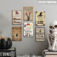 Letreros de metal con reglas de cocina de brujas, arte de pared retro con sombrero de bruja para Halloween