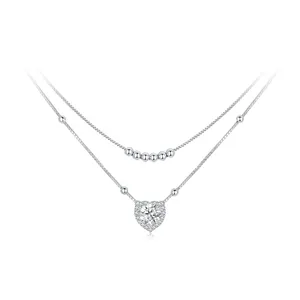 Collana leggera di lusso a doppio strato da 1 carato in moissanite s925 catena di gioielli alla moda placcati in platino in argento sterling