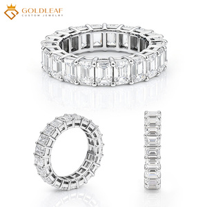 แหวนหมั้นเพชรแล็บโกรว์ทรงเอเมอรัลด์คัท VVS VS D 5-10 กะรัต ทองคำขาว 18k 14k 10k ดีไซน์หรูหราจาก Goldleafgem พร้อมใบรับรอง IGI - Product Image 1
