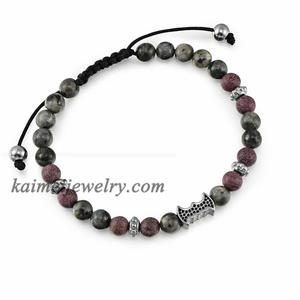 Nuovo Arrivato Logo Personalizzato Fatto A Mano Macrame Del Braccialetto di Pietra In Rilievo Dei Braccialetti Per Gli Uomini - Product Image 5