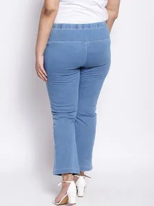 Jeans bleu skinny élastique Mon Jeans <span class=keywords><strong>taille</strong></span> plus personnalisé OEM pour femmes Pantalon en denim extensible pour femmes imposantes - Product Image 2