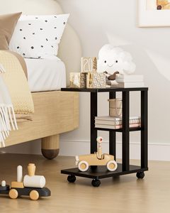 <span class=keywords><strong>Mesa</strong></span> Auxiliar en Forma de C Masupu, <span class=keywords><strong>Mesa</strong></span> Auxiliar Pequeña <span class=keywords><strong>con</strong></span> Estante de Almacenamiento, <span class=keywords><strong>Ruedas</strong></span>, Madera de Ingeniería, Bandeja para <span class=keywords><strong>TV</strong></span>, Fácil de Usar en Sala de Estar, Dormitorio o Baño - Product Image 6