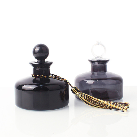 Custom Black Reed Diffuser Bottle Fragrance Oil Home Diffuser Bottle Amber Diffuser Glass Bottle With Tassel