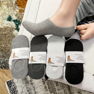 Men's Summer Thin <b>Breathable</b> Casual Invisible Solid Color Non-Slip <b>Socks</b> Sweat-Absorbent Spandex/Polyester Wholesale - Product Image 3