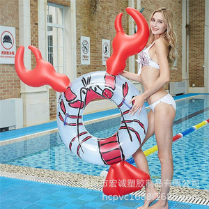 Inflatable <b>Crab</b> Shaped Swimming Ring 120Cm Transparent Printing Unisex PVC Float For Pool Fun - Product Image 1