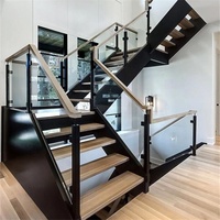 DAIYA d'escalier en bois marche et contremarche avec balustrade en bois d'escalier de faisceau stringer