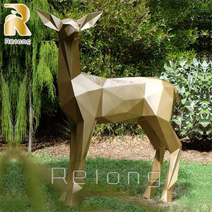 Bán Tượng Điêu Khắc Tuần Lộc Đa Giác Bằng Thép Không Gỉ Hình Động Vật Ngoài Trời Bằng Kim Loại Lớn Thiết Kế Mới - Product Image 4