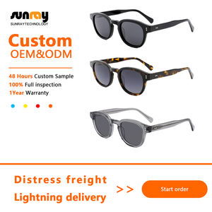 Lunettes de soleil de luxe haut de gamme en acétate rétro avec verres TAC pour hommes, anti-lumière bleue, personnalisables OEM, unisexe, vente en gros - Product Image 2