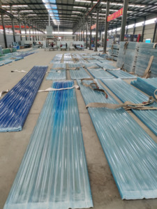 Công nghiệp UV kháng <span class=keywords><strong>FRP</strong></span> hình thang sóng tấm lợp màu xanh sợi thủy tinh mịn Grit kết thúc khuôn kỹ thuật Cắt Uốn - Product Image 5