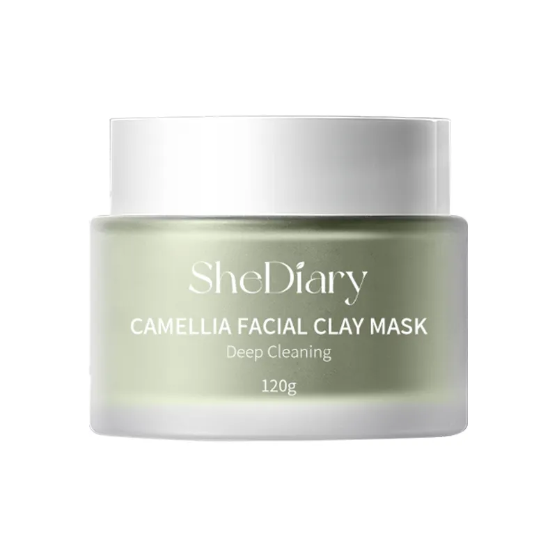 Máscara facial SheDiary OEM ODM Camélia Argila Branca Essência purificadora de pele clareadora esfoliante de argila facial