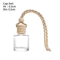 Diffuseur de voiture miniature carré de 8 ml, flacon en verre, bouchon en bois multicouche, boîte cadeau avec logo personnalisé