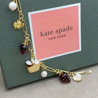 Nouveau Bracelet Perlé pour Femme, Mignon et Doux, Style Champêtre, avec Fraise en Résine Rouge, Perle, Petit Panier, Abeille et Pierre Précieuse