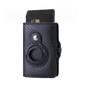 Sıcak satış anti-kayıp kart tutucu erkekler Rfid üç katlı deri ince Mini cüzdan küçük para çantası erkek cüzdanlar ile alüminyum alaşım kutu