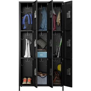 Casier industriel en acier laminé à froid à 9 portes, style américain avec pieds, couleur et taille personnalisables, robuste pour salle de sport, vestiaire, entrepôt - Product Image 4