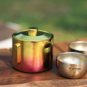 Titanyum çay makinesi fincan setleri 180ML çift katmanlı çay su ısıtıcısı Pot açık kamp taşınabilir çay kupa - Product Image 3