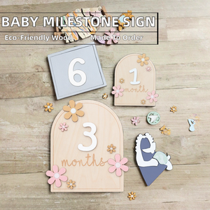 Plaque <span class=keywords><strong>de</strong></span> porte en bois d'érable, étape importante d'un an, double face imprimée, gravure, tenture murale, artisanat, boîtes en bois <span class=keywords><strong>souvenir</strong></span> pour bébé - Product Image 3