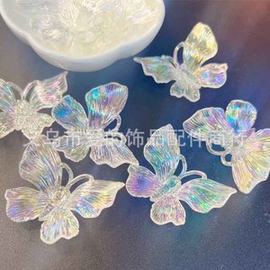 Acrylic Iridescent Butterfly 60x48mm Wedding Hair Clip Bridal <b>Decoration</b> - Product Image 3