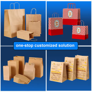 SHUOYE, bolsas de papel recubiertas hechas a medida, alimentos para llevar y embalaje al por menor con logotipo impreso en papel Kraft, 'Bolsa <span class=keywords><strong>Sac</strong></span> Box' - Product Image 2