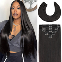 Extensions de cheveux à clipser sans couture en gros, 100 % cheveux vierges Remy vietnamiens, double épaisseur, couleur et longueur personnalisées pour femmes