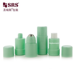 RPPE Bouteille en plastique vide de déodorant à bille pour soins personnels vert menthe avec ensemble intérieur rechargeable avec bouchon pour emballage sous les bras - Product Image 6