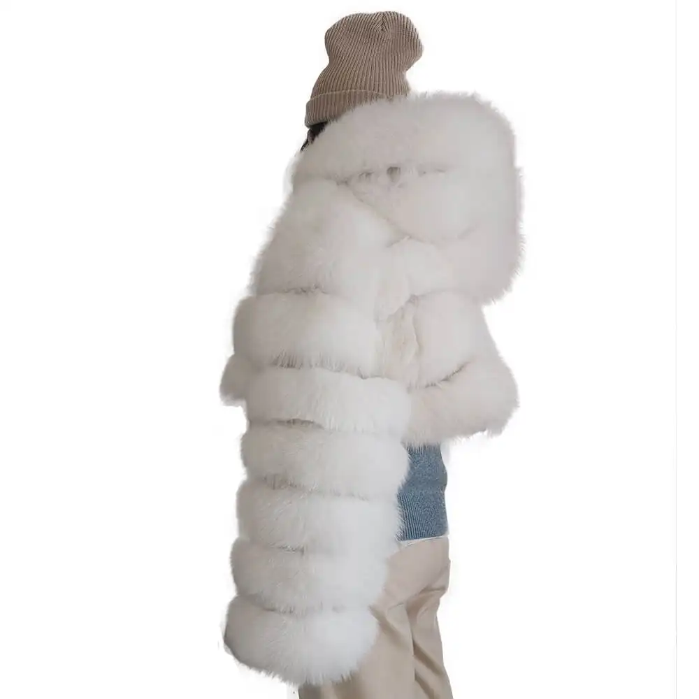 Короткая стильная женская куртка с капюшоном из натурального меха, зимняя Толстая теплая пикантная женская мягкая белая короткая куртка с капюшоном из натурального Лисьего меха