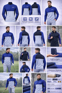 Manufacturers Clothing Custom Embroidered logo Quarter Zip <b>Pullover</b> 1/4 Zip <b>Jumpers</b> Golf Athletic Moisture Wicking Sweatshirt - Product Image 3