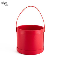 Seau à cadeaux de Noël Aierflorist, seau en cuir, boîte ronde, boîte en papier ronde, seau à câlins, boîte à fleurs avec poignée, emballage cadeau