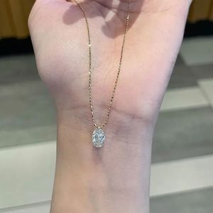 Collier solitaire tendance en or massif 18 carats Xinfly, diamant ovale de 1,0 ct cultivé en laboratoire IGI, chaîne à maillons pour mariage, fiançailles, cadeau - Product Image 2