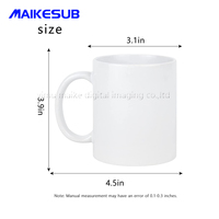 Tasse de 11oz avec sublimation en gros, dimensions, tasses à café personnalisées, blancs de sublimation, tasse blanche avec emballage dans une boîte individuelle Grade AA +