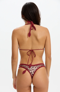 Bikini personnalisé OEM pour femmes, imprimé léopard audacieux, deux pièces, haut triangle, coupe haute, liens ajustables, maillot <span class=keywords><strong>de</strong></span> <span class=keywords><strong>bain</strong></span> durable - Product Image 4