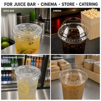 Couvercles en plastique PET anti-déversement à ouverture par poussée et tirage, transparents, avec trou pour paille, jetables, pour gobelets de boissons froides, bubble tea et jus