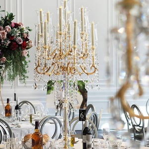 Splendida grande di cristallo alto floor stand candelabri centri tavola di nozze 13 braccio oro <span class=keywords><strong>portacandele</strong></span> <span class=keywords><strong>in</strong></span> metallo - Product Image 1