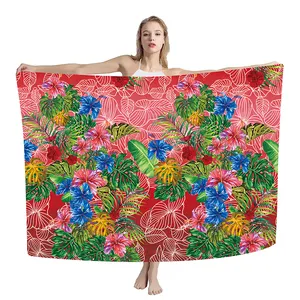 New Design Hawaiian Sarong Polynesian Floral Printed Multi Wear Swimsuit Wrap Plus Size Cover Up Sarong