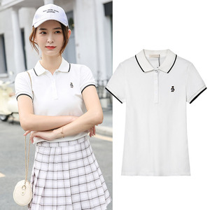 2020 nouveau ours <span class=keywords><strong>polo</strong></span> femmes été coton T-shirt à manches courtes brodé revers sport ample mince T-shirt - Product Image 3