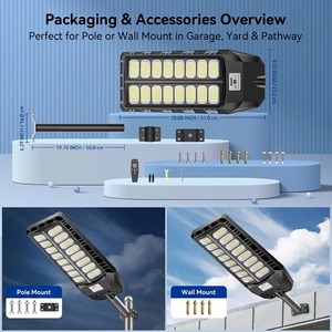 ไฟถนนพลังงานแสงอาทิตย์แบบแข็งแรงทนทาน 2 ชุด พร้อมหลอด LED 480 SMD 5730 สำหรับสนามพิกเคิลบอลในเขตอุตสาหกรรมอินเตอร์สเตต ให้แสงสว่างยามเย็น - Product Image 6