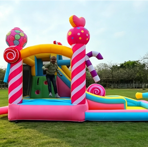 Château gonflable aquatique Candy Land avec double toboggan et piscine, château <span class=keywords><strong>de</strong></span> saut commercial pour enfants, château gonflable à louer - Product Image 4
